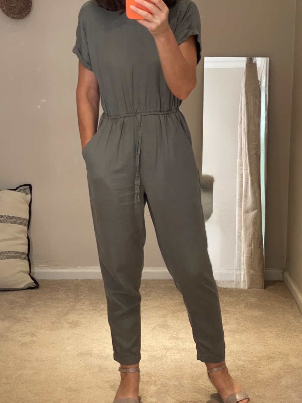 Japna lightweight summer sage green jumpsuit women XS